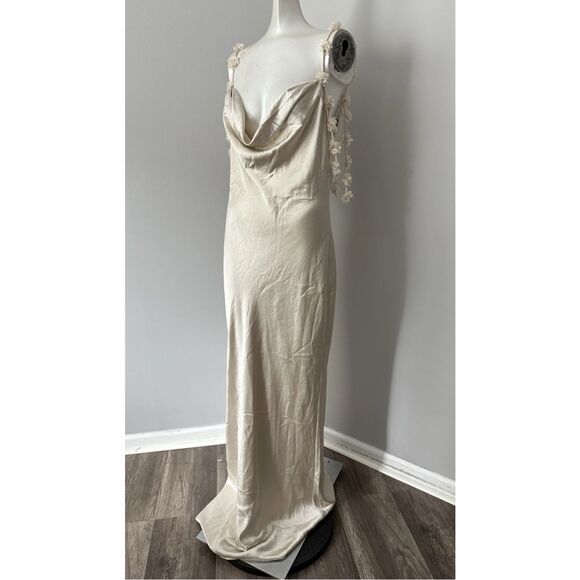 Self-portrait Flower Maxi Dress in Champagne Size US 10 $510 - Picture 5 of 11